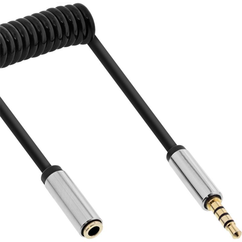 InLine® Slim Audio Spiralkabel Klinke 3,5mm ST BU 4 polig Stereo