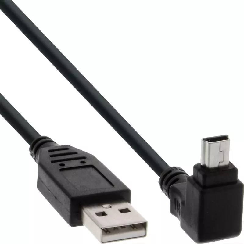 InLine® USB 2.0 Kabel A an Mini B gewinkelt 90° oben schwarz