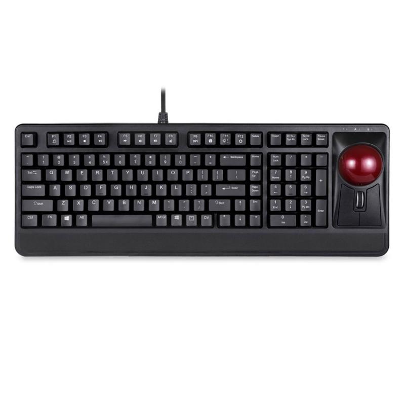 Perixx PERIBOARD-522 US B, USB-Tastatur mit Trackball, US Layout, schwarz
