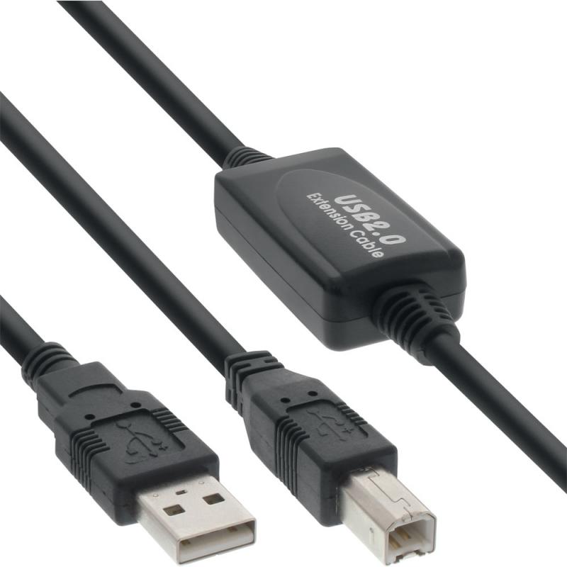 InLine® USB 2.0 Kabel, aktiv mit Signalverstärkung "Repeater", A an B, 10m