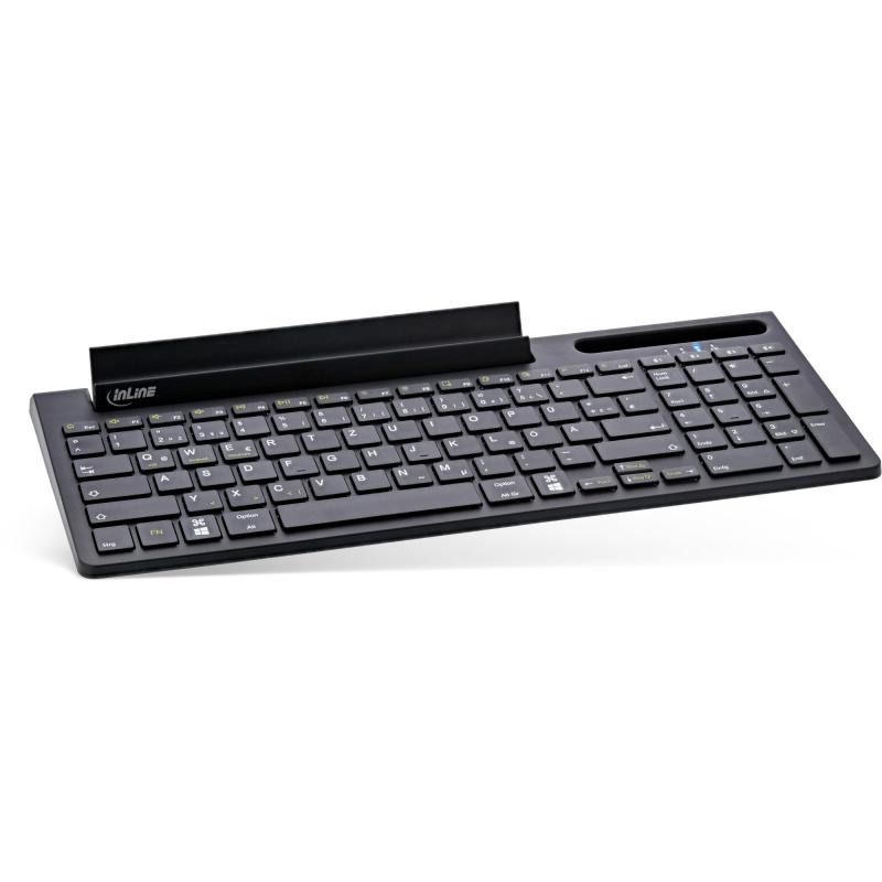 InLine® 4in1 Bluetooth Aluminium Tastatur mit Nummernpad für bis zu 4 Bluetooth Geräte schwarz