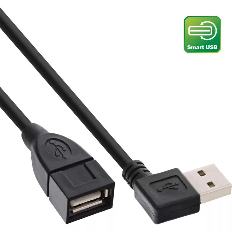 InLine® USB 2.0 Verlängerung gewinkelt A an A schwarz