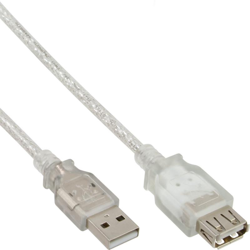 InLine® USB 2.0 Verlängerung, St/Bu, Typ A, transparent
