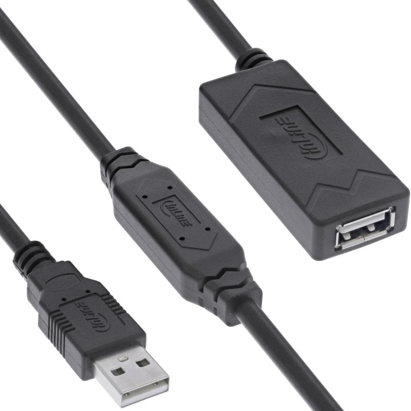 InLine® USB 2.0 Aktiv-Verlängerung, USB-A Stecker/Buchse