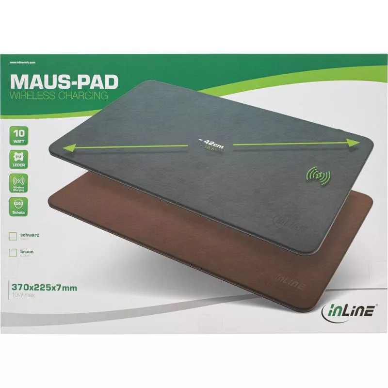InLine® Maus Pad Qi Wireless Charging 370 x 225 x 7mm schwarz