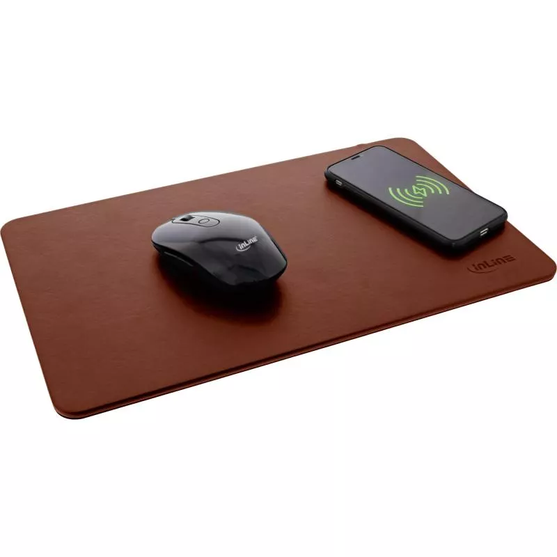 InLine® Maus Pad Qi Wireless Charging 370 x 225x 7mm braun