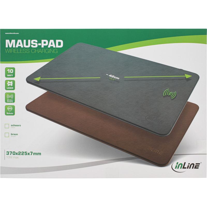 InLine® Maus Pad Qi Wireless Charging 370 x 225x 7mm braun
