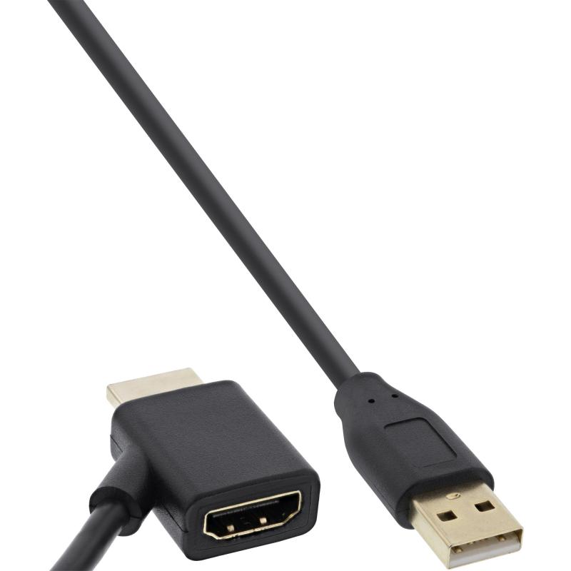 InLine® HDMI Adapter Stecker Buchse mit USB Power Einspeisung 0,5m