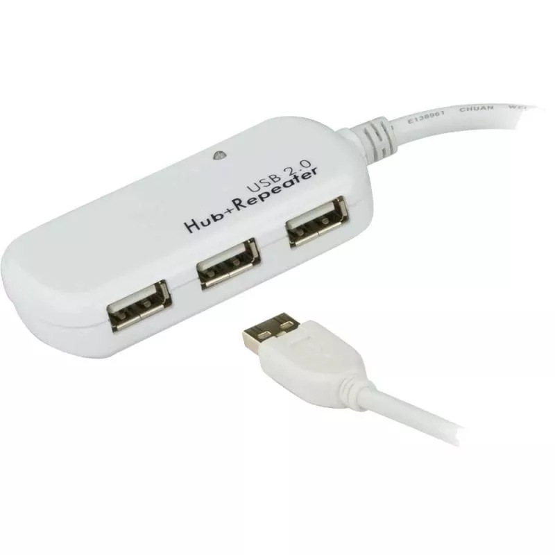 ATEN UE2120H Repeater USB 2.0 Aktiv Verlängerung mit Hub und Signalverstärkung Stecker A an 4x Buchse A 12m