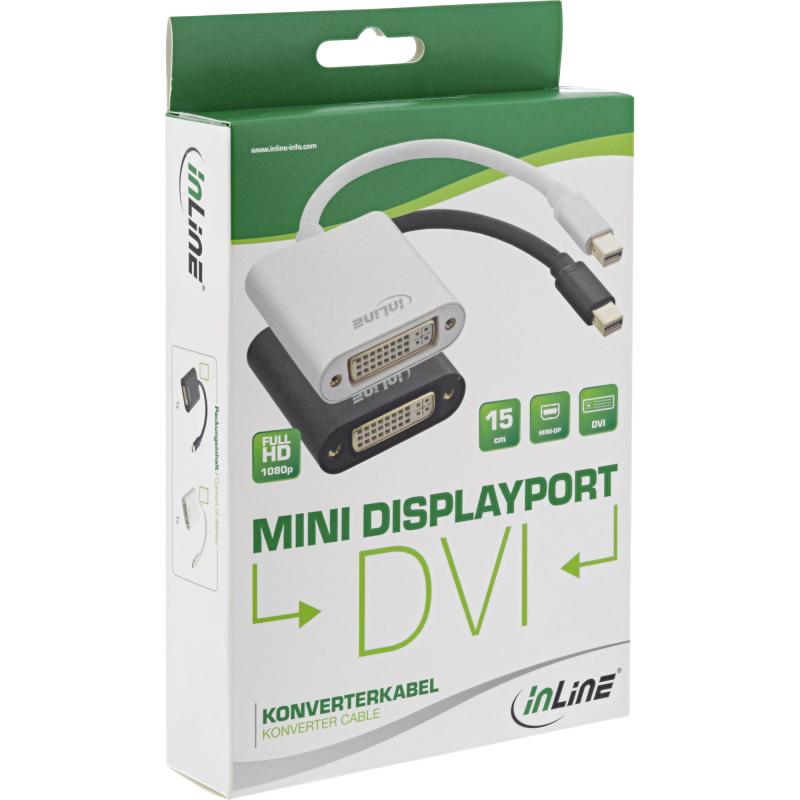 InLine® Mini DisplayPort zu DVI Konverter Aluminium schwarz 0,15m
