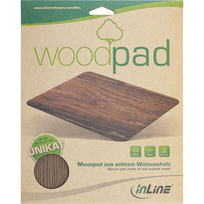 InLine® WoodPad Echtholz Mauspad Walnuss 240x200mm