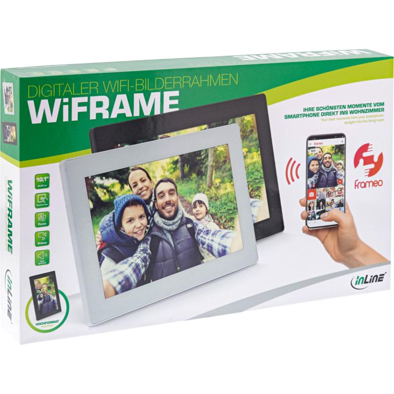 InLine® digitaler WIFI Bilderrahmen WiFRAME 10,1" 1280x800 16:9 LCD IPS Touchscreen Frameo APP weiß