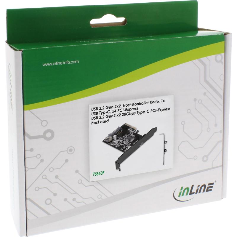 InLine® Schnittstellenkarte PCIe x4 USB 3.2 Gen.2x2 1x USB Typ-C inkl. Low-Profile Slotblech