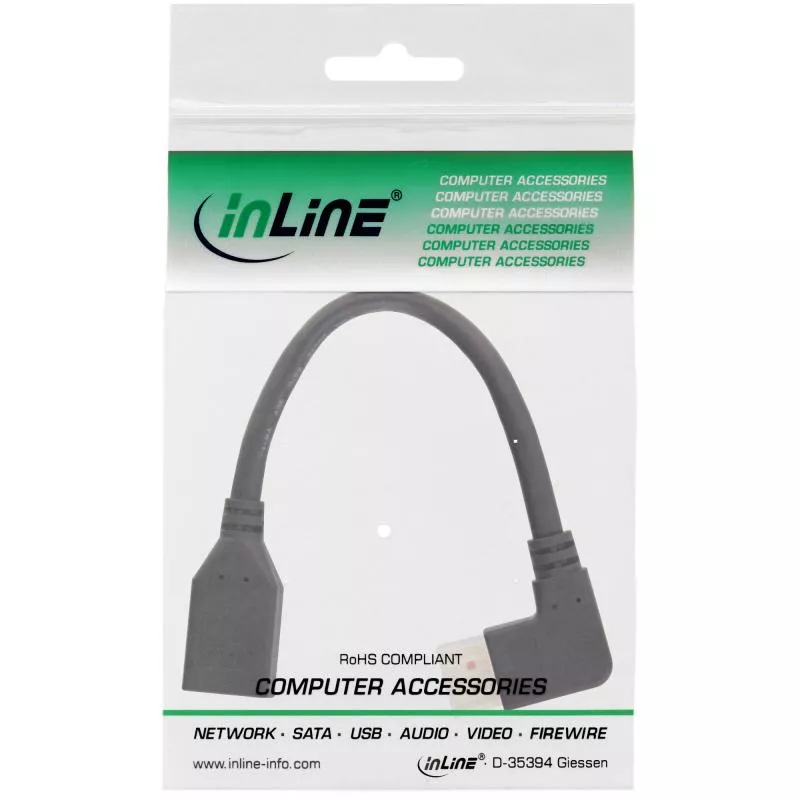 InLine® DisplayPort 1.4 Adapterkabel ST/BU 8K4K rechts gewinkelt schwarz/gold 0,15m