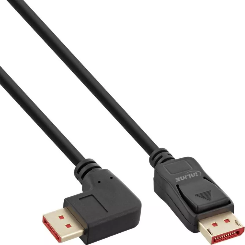 InLine® DisplayPort 1.4 Kabel 8K4K rechts gewinkelt schwarz/gold