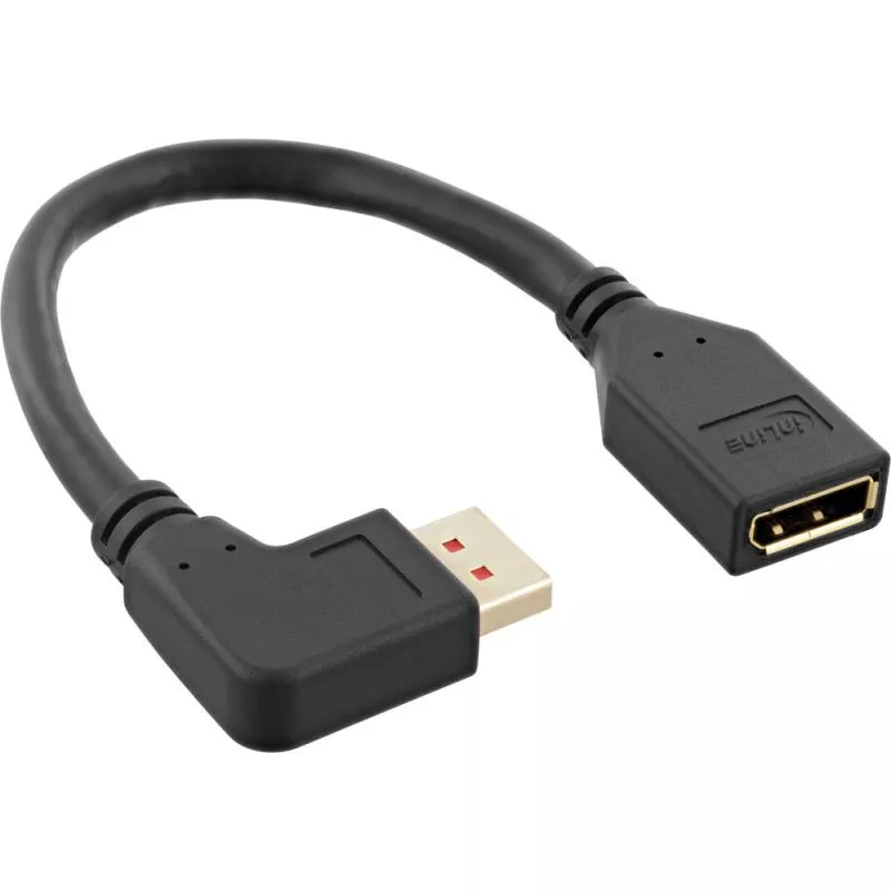 InLine® DisplayPort 1.4 Adapterkabel ST/BU 8K4K links gewinkelt schwarz/gold 0,15m InLine® DisplayPort 1.4 Adapterkabel ST/BU 8K4K links gewinkelt schwarz/gold 0,15m