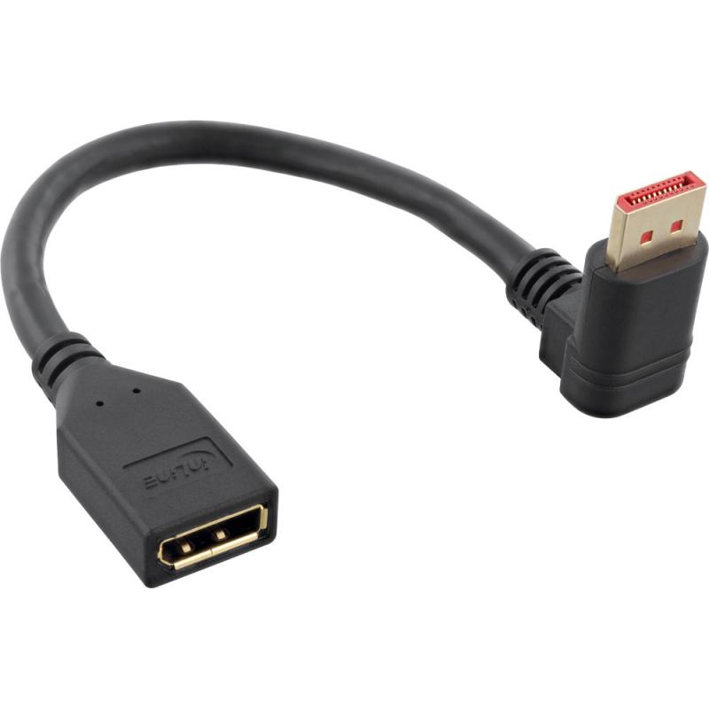 InLine® DisplayPort 1.4 Adapterkabel ST/BU 8K4K nach unten gewinkelt schwarz/gold 0,15m