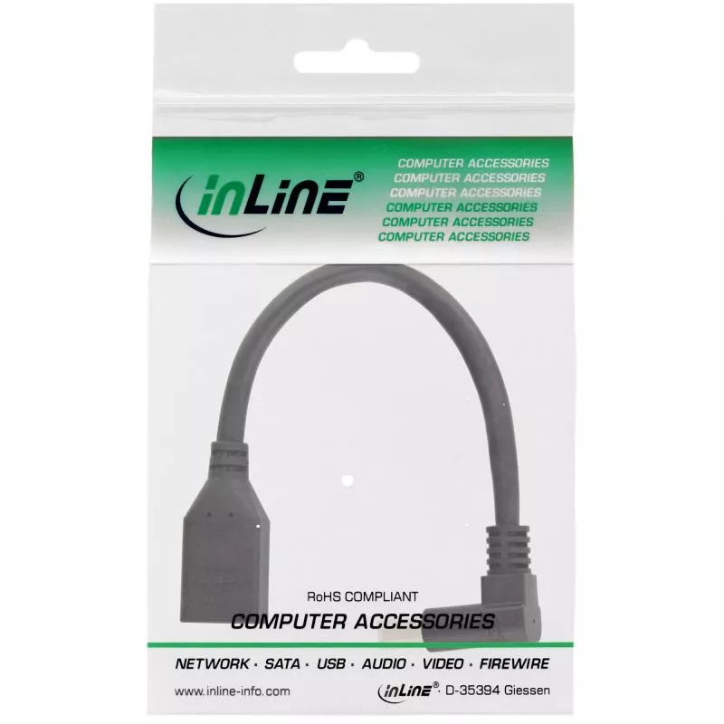 InLine® DisplayPort 1.4 Adapterkabel ST/BU 8K4K nach unten gewinkelt schwarz/gold 0,15m InLine® DisplayPort 1.4 Adapterkabel ST/BU 8K4K nach unten gewinkelt schwarz/gold 0,15m