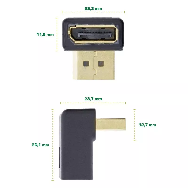 InLine® DisplayPort Adapter DisplayPort Stecker / Buchse nach unten gewinkelt InLine® DisplayPort Adapter DisplayPort Stecker / Buchse nach unten gewinkelt