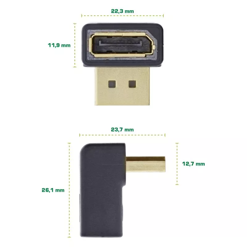 InLine® DisplayPort Adapter DisplayPort Stecker / Buchse nach oben gewinkelt InLine® DisplayPort Adapter DisplayPort Stecker / Buchse nach oben gewinkelt