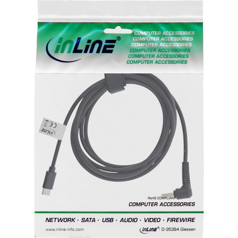 InLine® USB Typ-C zu BenQ/ASUS Notebook (rund/klein) Ladekabel 2m