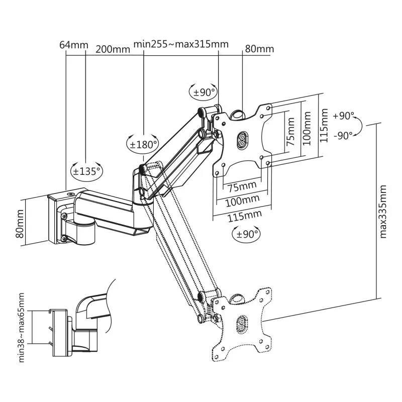 Slatwall Lifter Monitorhalterung – Höhenverstellbare Halterung für 17"-32" Monitore, silbergrau Slatwall Lifter Monitorhalterung – Höhenverstellbare Halterung für 17"-32" Monitore, silbergrau