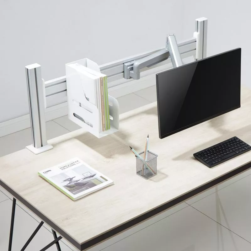 Slatwall Lifter Monitorhalterung – Höhenverstellbare Halterung für 17"-32" Monitore, silbergrau Slatwall Lifter Monitorhalterung – Höhenverstellbare Halterung für 17"-32" Monitore, silbergrau
