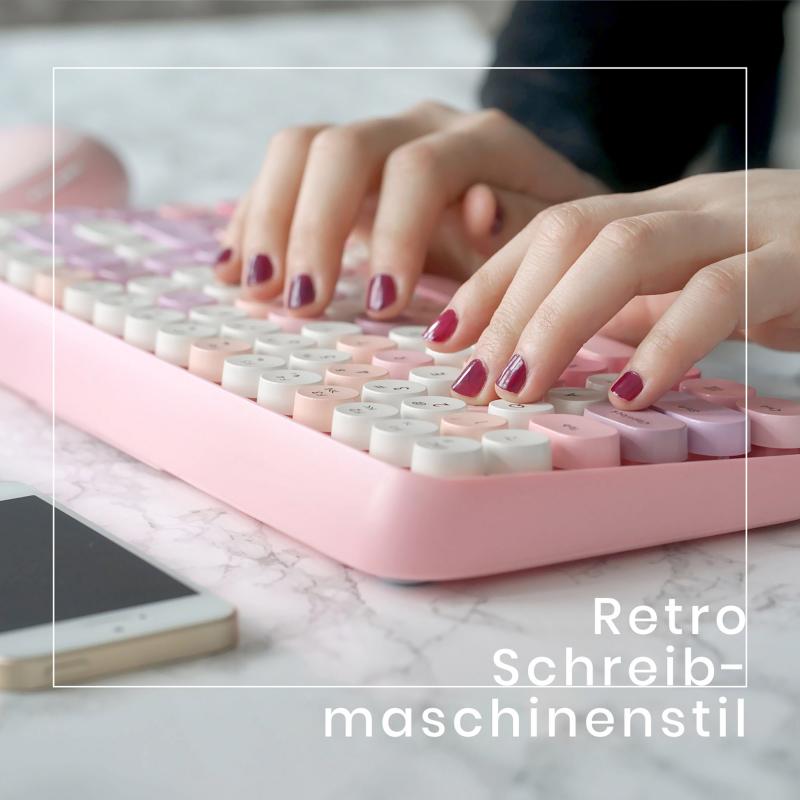 Perixx PERIDUO-713 DE, Mini Tastatur und Maus Set, Retro Vintage Design, rosa
