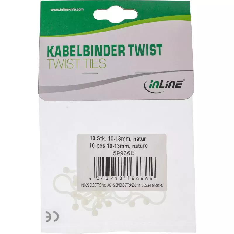 InLine® Kabelbinder Twist 10-13mm natur 10 Stück
