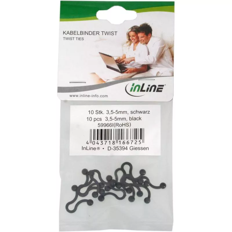 InLine® Kabelbinder Twist 3,5-5mm schwarz 10 Stück
