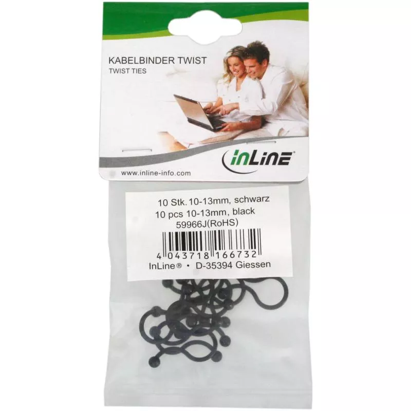 InLine® Kabelbinder Twist 10-13mm schwarz 10 Stück