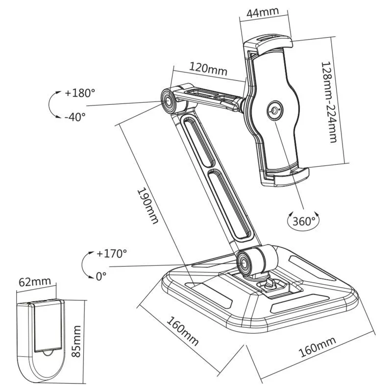 InLine® Tablet Halterung für Wand- oder Tischmontage universal für 4,7"-12,9"