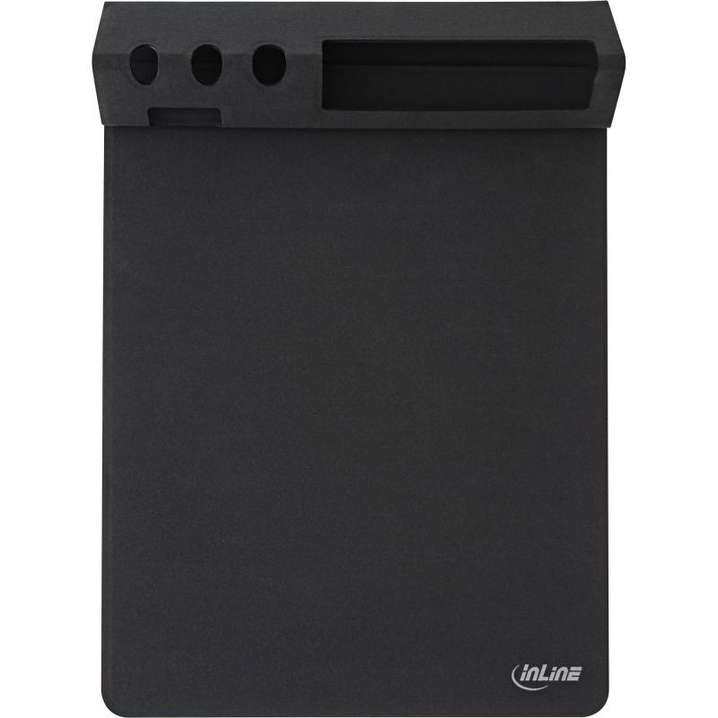 InLine® Multifunktions-Mauspad mit Smartphone- und Stiftehalter schwarz faltbar