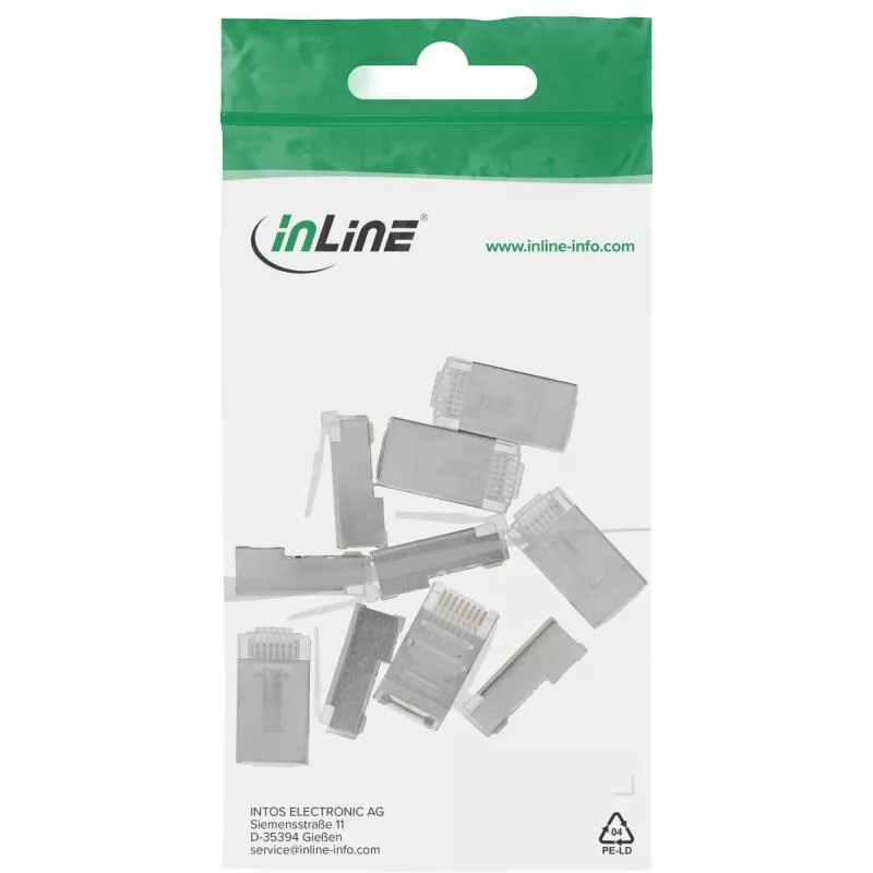 RJ45 Modularstecker 8P8C – Geschirmt, zum Crimpen auf Rundkabel, 10er Pack
