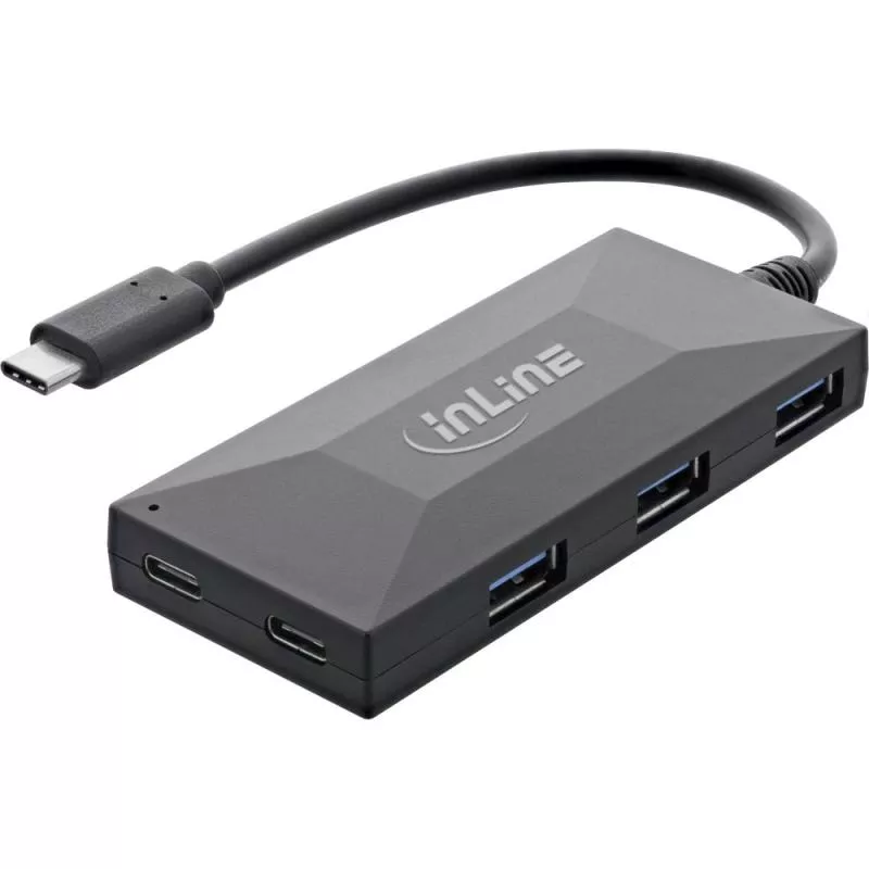 InLine® USB 3.2 Gen 1 OTG HUB USB Typ C zu 7 Port Typ A Aluminiumgehäuse schwarz ohne Netzteil