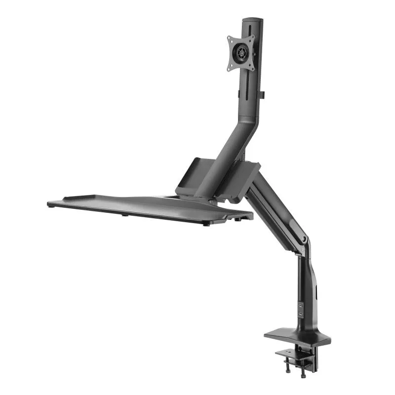 Workstation Tischhalterung mit Gasfederlifter & USB 3.0 – für Monitor bis 32", Tastatur & Maus, schwarz Workstation Tischhalterung mit Gasfederlifter & USB 3.0 – für Monitor bis 32", Tastatur & Maus, schwarz