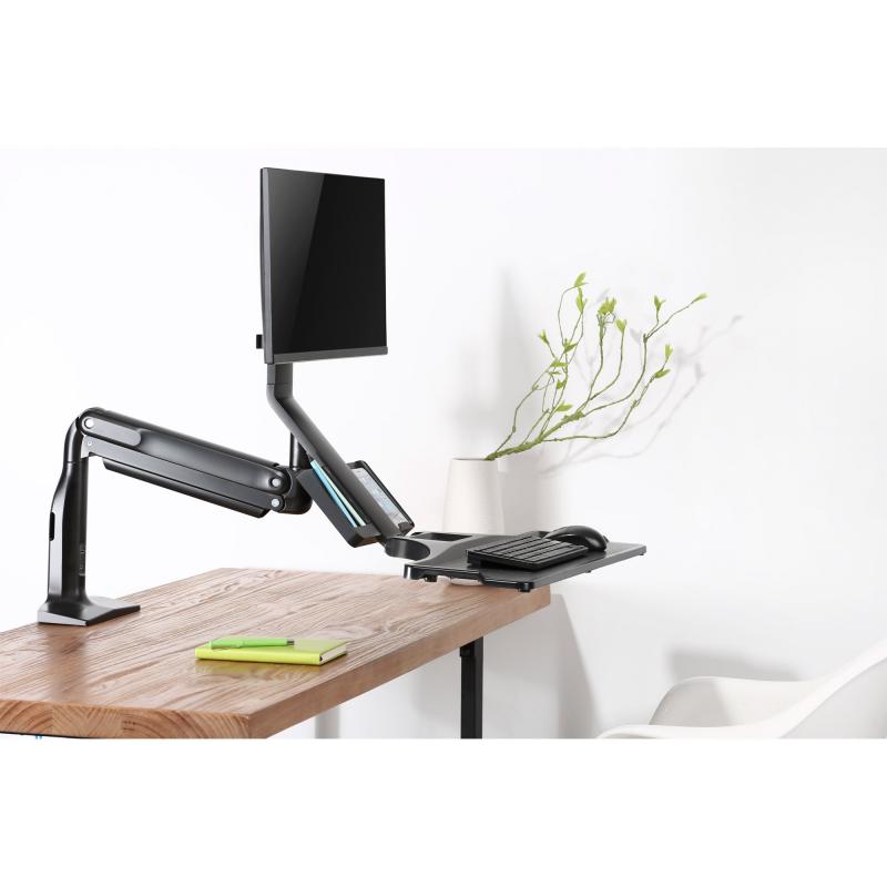 InLine® Workstation Tischhalterung mit Lifter und USB 3.0 beweglich für Tastatur Maus und Monitor bis 81cm (32") max. 9kg