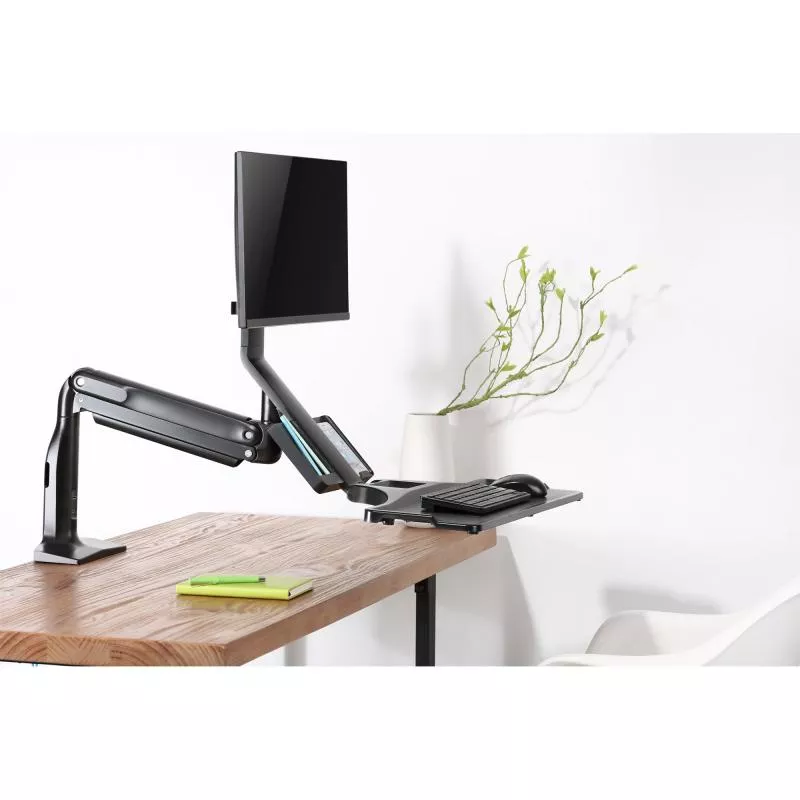 Workstation Tischhalterung mit Gasfederlifter & USB 3.0 – für Monitor bis 32", Tastatur & Maus, schwarz Workstation Tischhalterung mit Gasfederlifter & USB 3.0 – für Monitor bis 32", Tastatur & Maus, schwarz