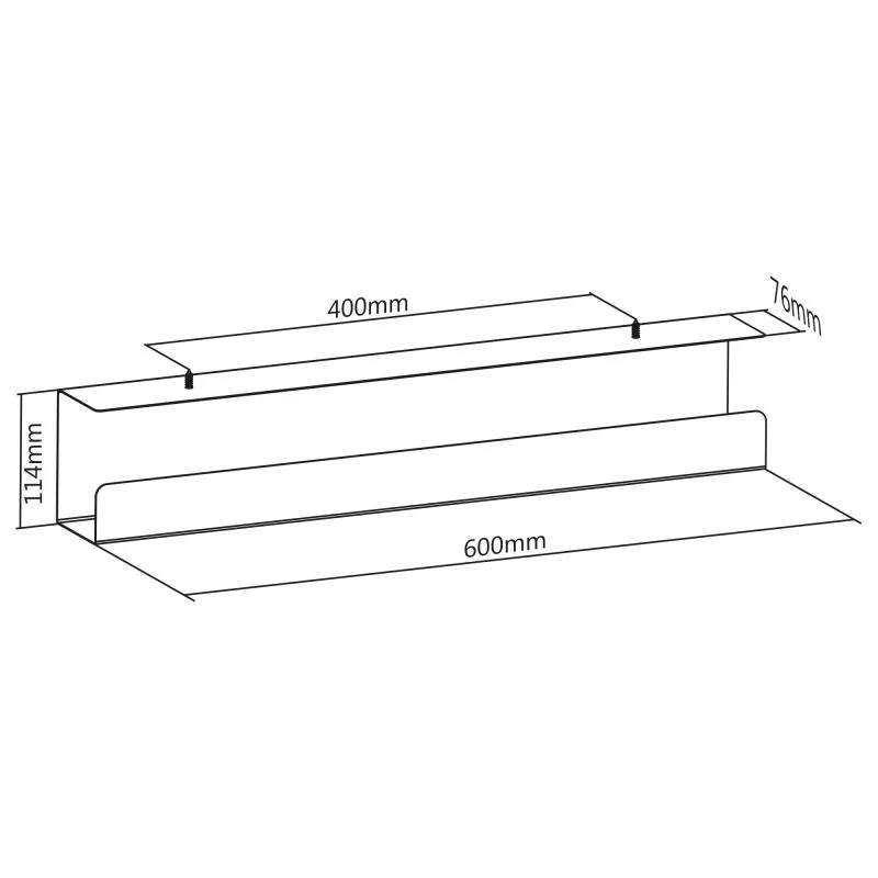 Kabelführungssystem für Untertisch-Montage, Stahl, Weiß, 600 mm