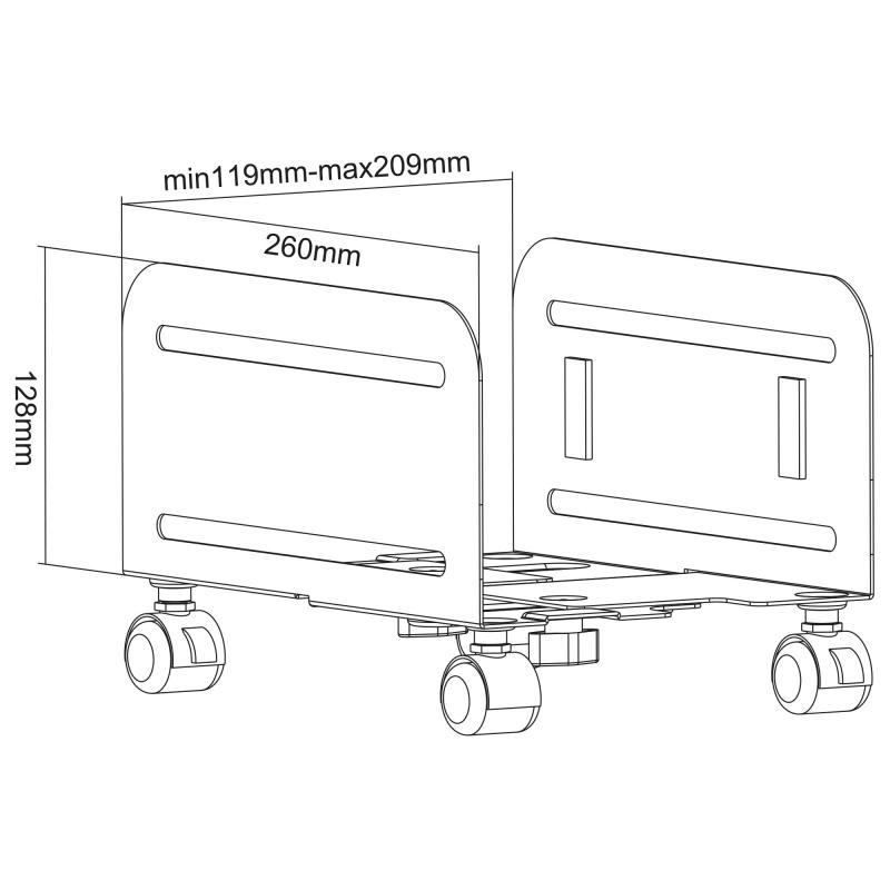 InLine® PC Trolley Rollhilfe für Computergehäuse max 10kg schwarz