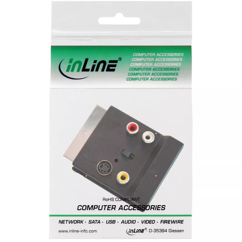 InLine® S-VHS/Scart Adapter Scart Stecker Buchse an 3x Cinch Buchse und 1x S-VHS Buchse