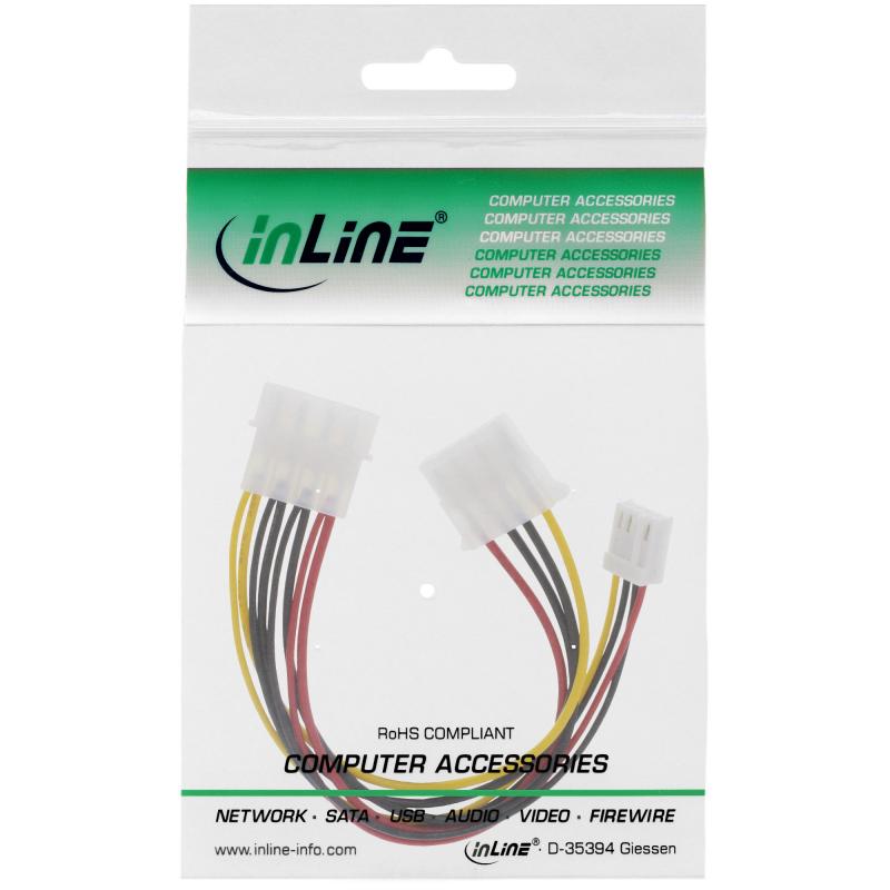 InLine® Strom Y-Kabel intern 1x 13,34cm (5,25") an 1x 8,89cm (3,5") + 1x 13,34cm (5,25")
