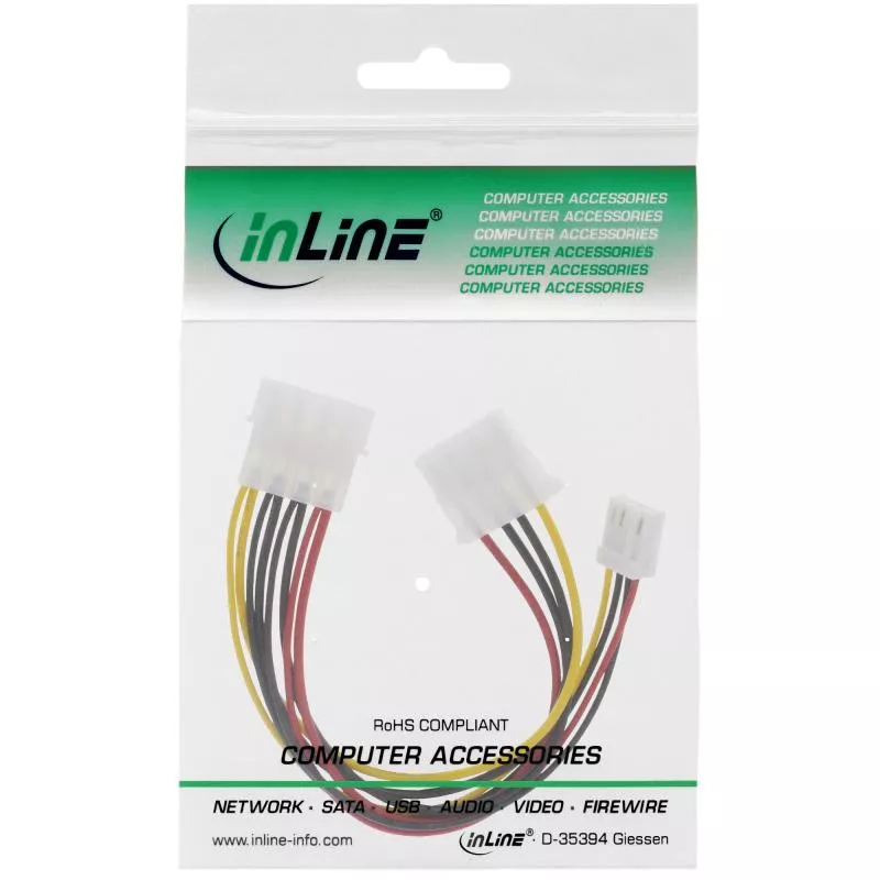 InLine® Strom Y-Kabel intern 1x 13,34cm (5,25") an 1x 8,89cm (3,5") + 1x 13,34cm (5,25")