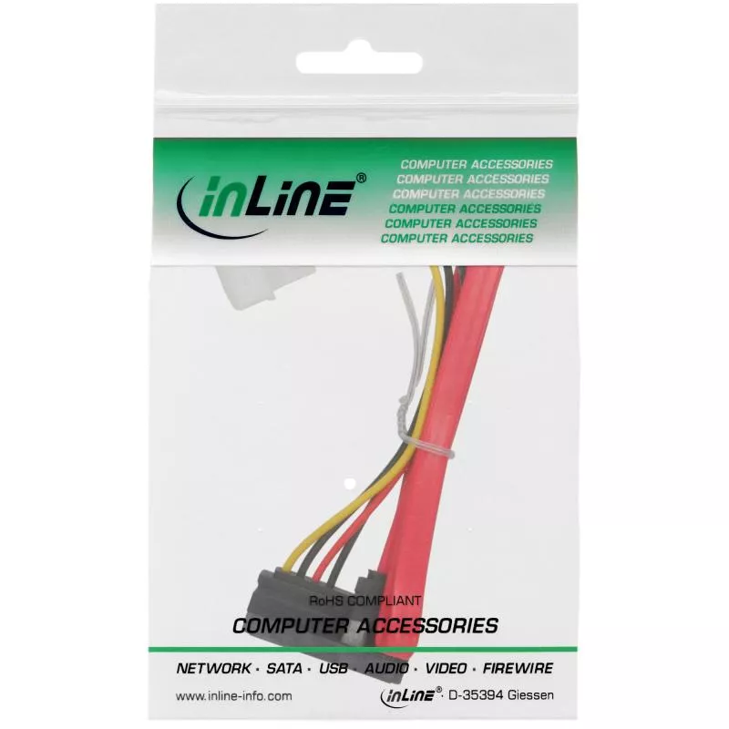 InLine® SATA Anschlusskabel mit Daten- und Stromanschluss 50+15cm