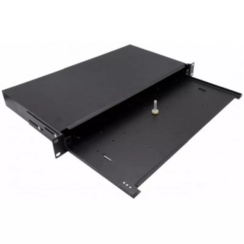 LWL Spleißbox, unbestückt, 19", 1 HE, ausziehbar, schwarz