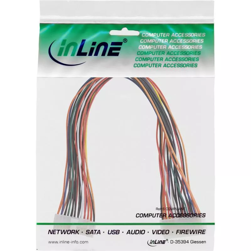InLine® Strom Verlängerung intern 24pol ATX Buchse auf 20+4pol Stecker 0,45m