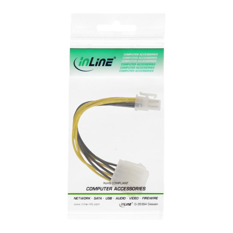 InLine® Stromadapter intern 8pol ATX2.0 Netzteil (EPS) zu 4pol ATX1.3 Mainboard 0,15m