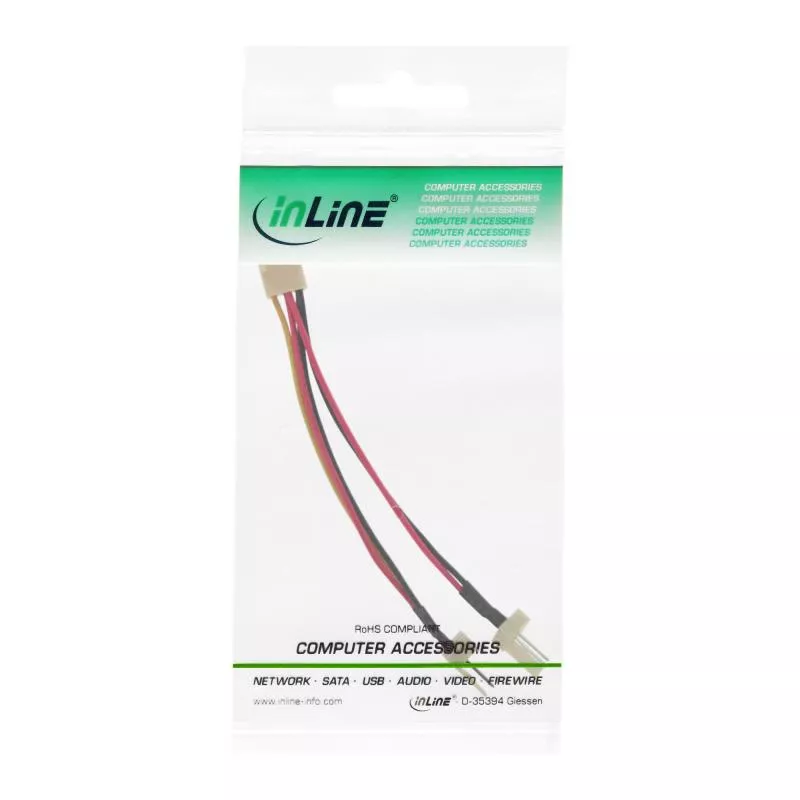 InLine® Lüfter Adapterkabel 3pol Molex Buchse an 2x 3pol Molex Stecker