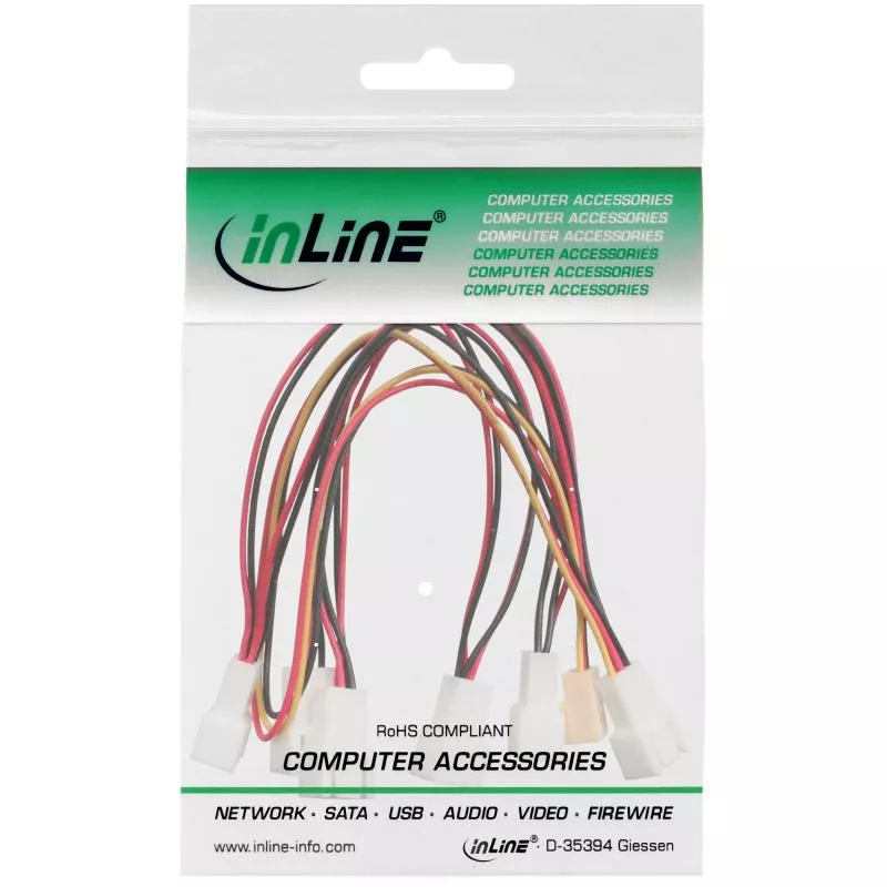 InLine® Lüfter Adapterkabel 3pol Molex Buchse an 6x 3pol Molex Stecker InLine® Lüfter Adapterkabel 3pol Molex Buchse an 6x 3pol Molex Stecker