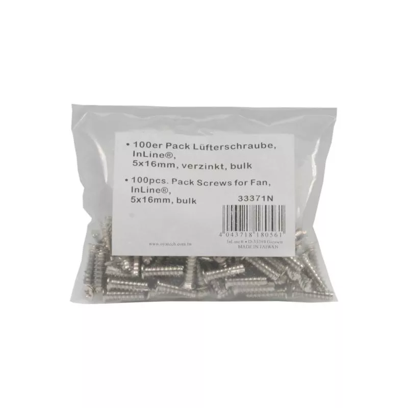 InLine® Lüfterschraube 5x16mm vernickelt 100er Pack